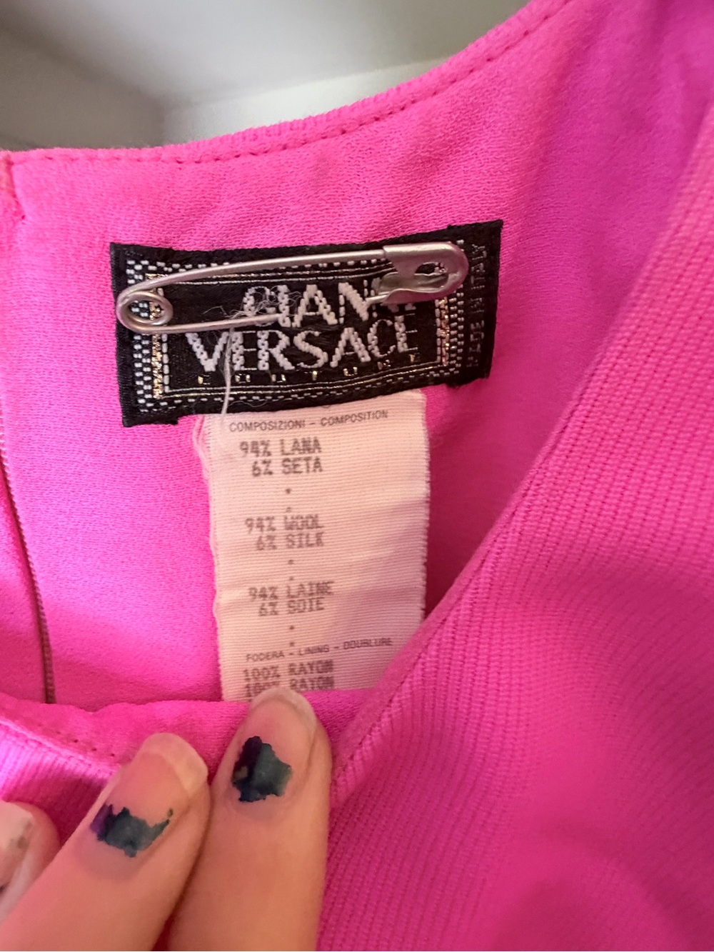 Versace Rare last collection by Gianni  mod Hot Pink Sleeveless Shift Dress sz 4 - Picture 2 of 3